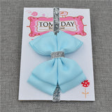 22 color new Baby hair bow flower Headband Silver ribbon Hair Band Handmade DIY hair accessories for children newborn toddler