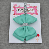 22 color new Baby hair bow flower Headband Silver ribbon Hair Band Handmade DIY hair accessories for children newborn toddler