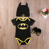 Pudcoco 2017 baby Boys clothes Set  Cool Batman Newborn Infant Baby Boys Romper+Shoes+Hat 3pcs Outfits Set Clothes