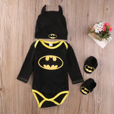 Pudcoco 2017 baby Boys clothes Set  Cool Batman Newborn Infant Baby Boys Romper+Shoes+Hat 3pcs Outfits Set Clothes