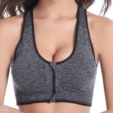 WANAYOU 7 Colors Women Zipper Push Up Sports Bras,Padded Wirefree Shockproof Gym Fitness Athletic Running Yoga Vest Sports Tops