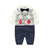 Newborn Baby Boy Rompers 100% Cotton Tie Gentleman Suit Bow Leisure Body Suit Clothing Infant Jumpsuit Toddler Boys Clothes