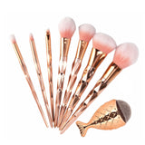 7/8Pcs Diamond Rose Gold Makeup Brushes Set Foundation Powder Blush Eye Shadow Mermaid Rainbow Brush Cosmetic Beauty Tools Kit
