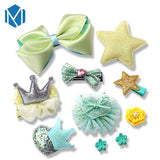 MISM 10pcs Headwear Set Children Accessories Ribbon Bow Hair clip Hairpins Girls Princess Headdress Crown  Cute Rabbit Hair Grip