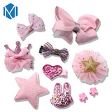 MISM 10pcs Headwear Set Children Accessories Ribbon Bow Hair clip Hairpins Girls Princess Headdress Crown  Cute Rabbit Hair Grip