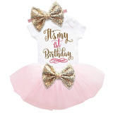 Baby Girl 1st Birthday Outfit Girls Home Outfit first baby clothing Tutu Sets Baby Girl Shirt romper headband pant bebes
