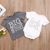 Kids Toddler Boys Baby Girls Brother Sister Bodysuit Tops T-shirt Clothes Newborn Boy Girl Letter Cotton Brief Bodysuit T Shirt