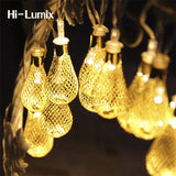 Hi-Lumix Warm White 20 led Fairy String light 8 mode 4M AC220V/110V Iron ball Teardrop decorative rope for indoor outdoor Party