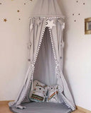 Cute Cotton baby room decoration Balls Pompom Mosquito Net Kids canopy bed curtain Round Crib Netting tent photography props
