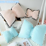 Baby Pillow Decorate Baby Room Decor Bow Tie Pom pom 30*25cm Kids Car Sofa Cushion Decorative Pillows cotton Baby Doll Toys